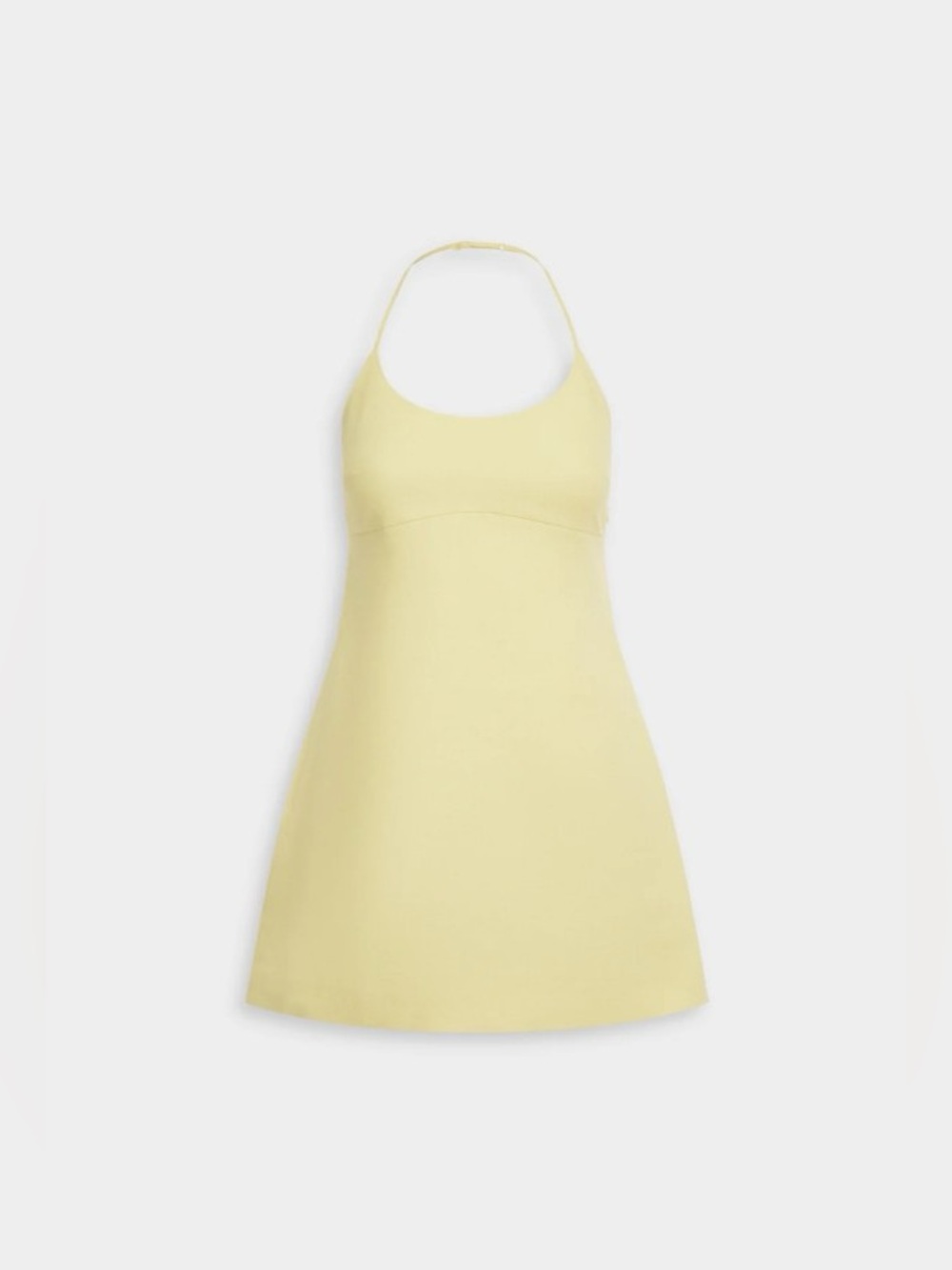 Venroy 100% Linen Halter Neck Scoop Neck Mini Dress Pastel Yellow NWOT - Picture 3 of 13